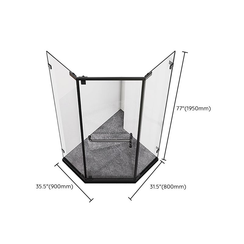 Neo-Angle Tempered Glass Shower Enclosure Black Framed Shower Kit