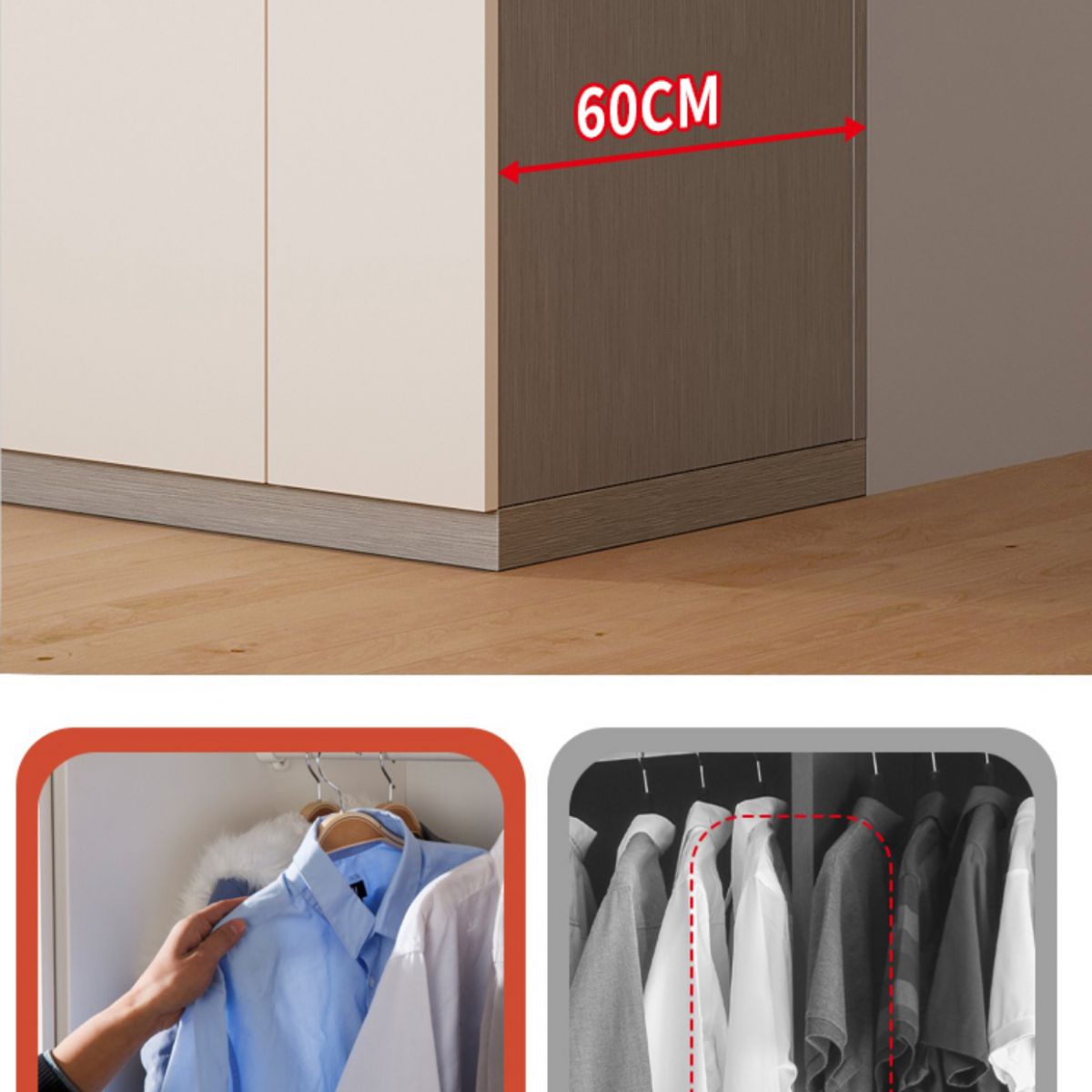 Modern Wood Wardrobe Armoire Freestanding Soft Close Doors Wardrobe Cabinet