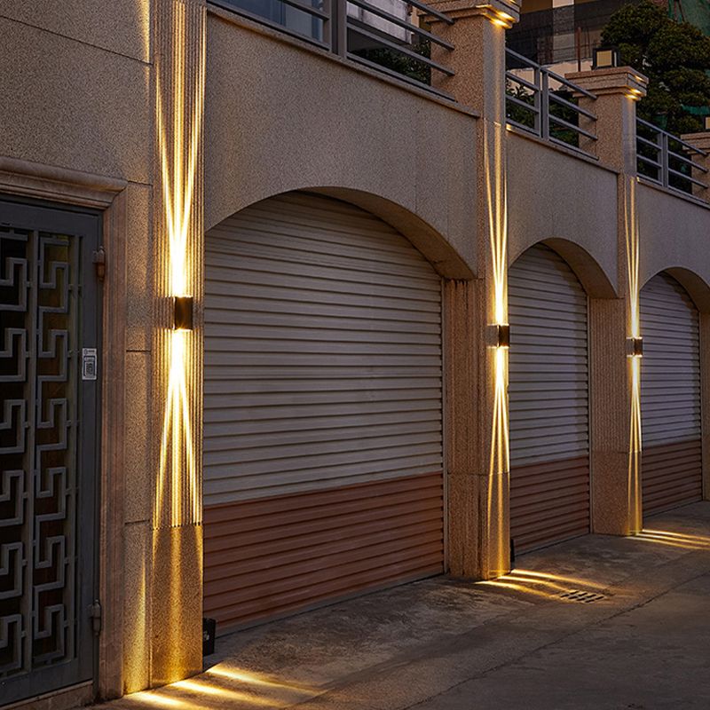 Contemporary Rectangular Wall Sconce Metal 2 Lights Wall Light in Black