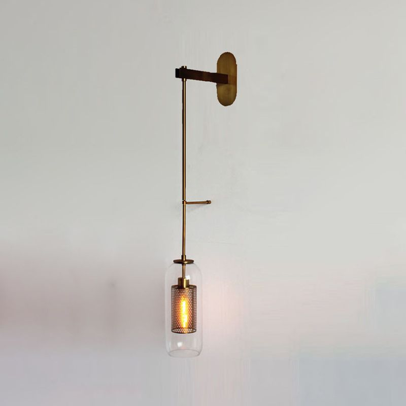 Cylindrical Flush Mount Wall Sconce Modern 1-Light Wall Sconce Lights with Clear Glass Shade