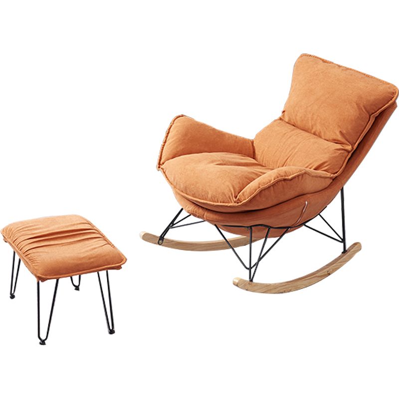 Modern Upholstered Rocker Chair Spindle Rocker Chair with Metal Frame