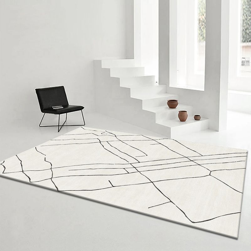 Apricot Modern Rug Blended Line Rug Non-Slip Backing Rug for Drawing Room