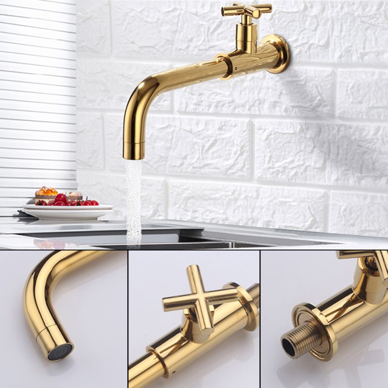 Contemporary Wall Mounted Bathroom Faucet Cross Handle Solid Brass Faucet