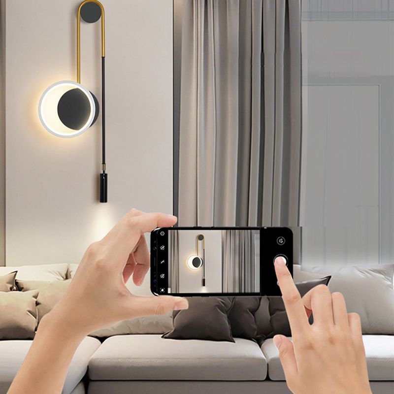 Lampada a parete a LED in stile moderno Fissaggi di illuminazione a parete in metallo con ombra acrilica per soggiorno