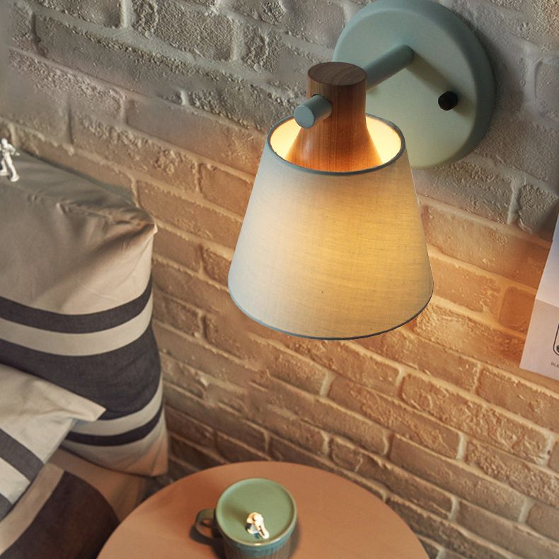 Cone Wall Wall Mount Light Fixture Modern Style Fabric Bedroom Wall Lighting Fixture