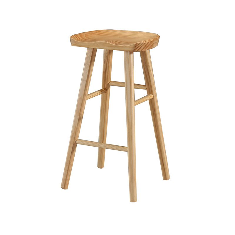 Contemporary Wood Stool Rectangle Seat Counter Stool in Matte Finish
