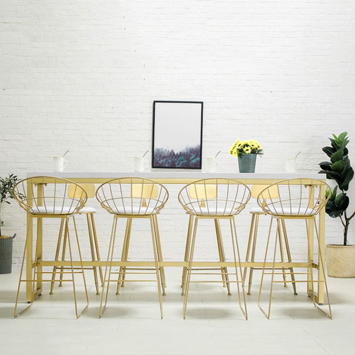 Glam 1/2/5/9 Pieces Bar Table Set Rectangle Bar Table with High Metal Stools for Home