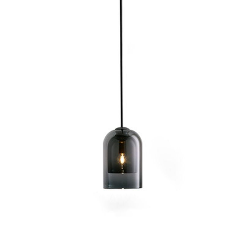 Double Glass Bell Pendant Light in Modern Luxury Style Iron Single Hanging Lamp for Interior Spaces