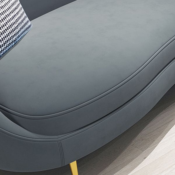 Scandinavian Solid Color Velvet Rolled Arms Tufted Chaise Chair