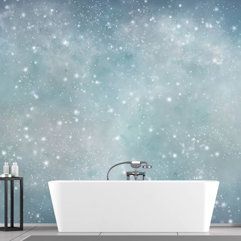 Blue Contemporary Mural Wallpaper Customized Size Stars Wall Art for Living Room Decoration