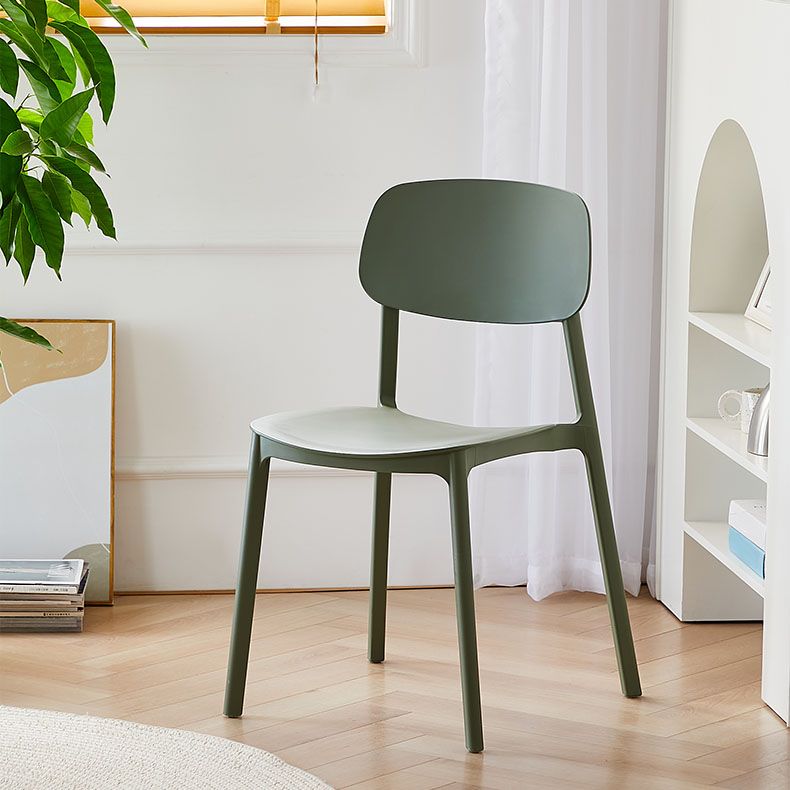 Silla lateral trasera abierta apilable moderna, acabado mate de plástico, silla de comedor