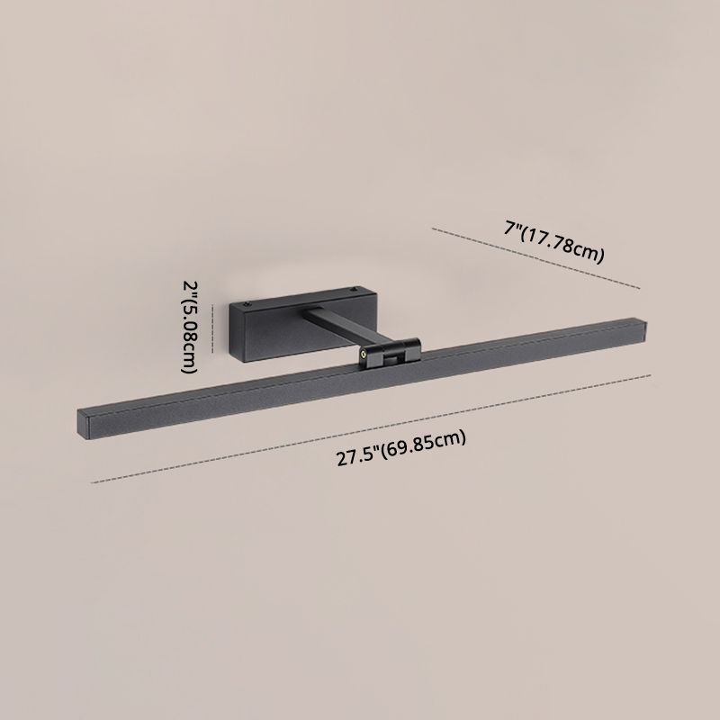 Moderna lampada da monte a parete lineare nero lampada da parete in metallo a 1 luce per bagno