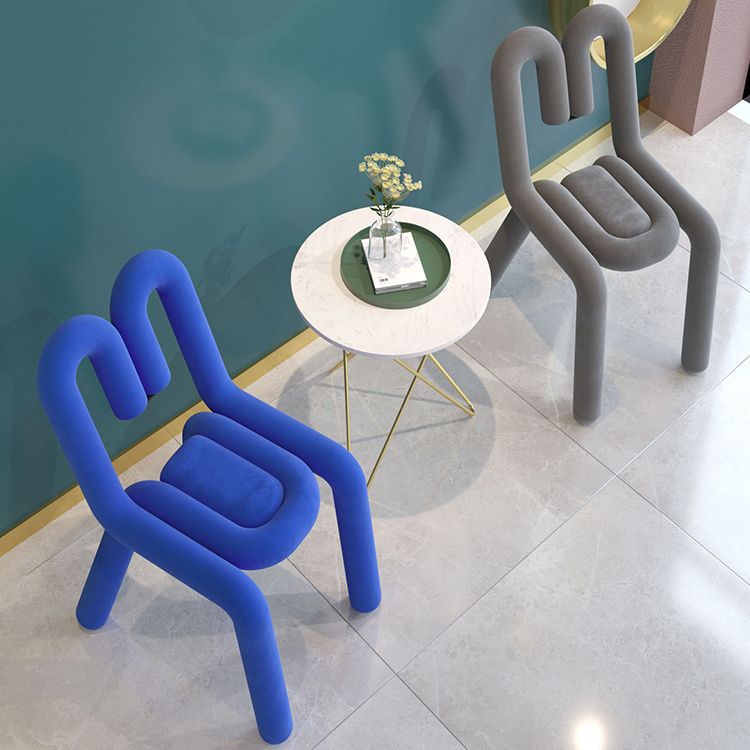 Contemporary Style Side Chair Velvet Open Back Dining Side Chair
