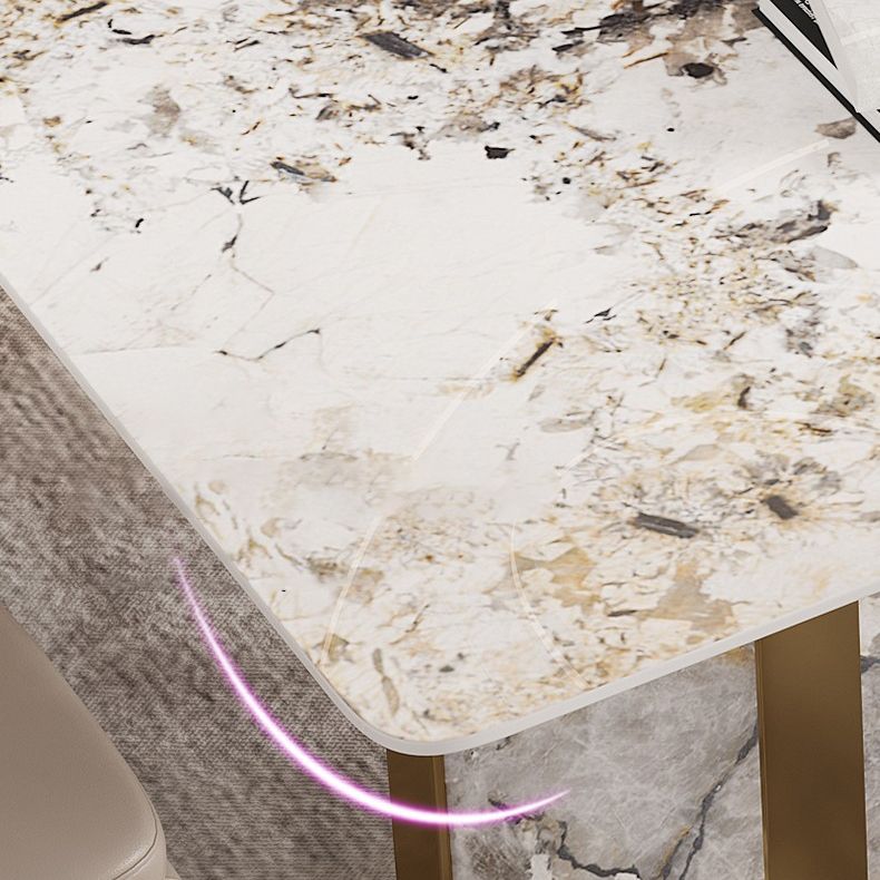 Glam Dining Table Set 1/2/3/5/7 Pcs Sintered Stone Dining Table with Upholstered Chairs