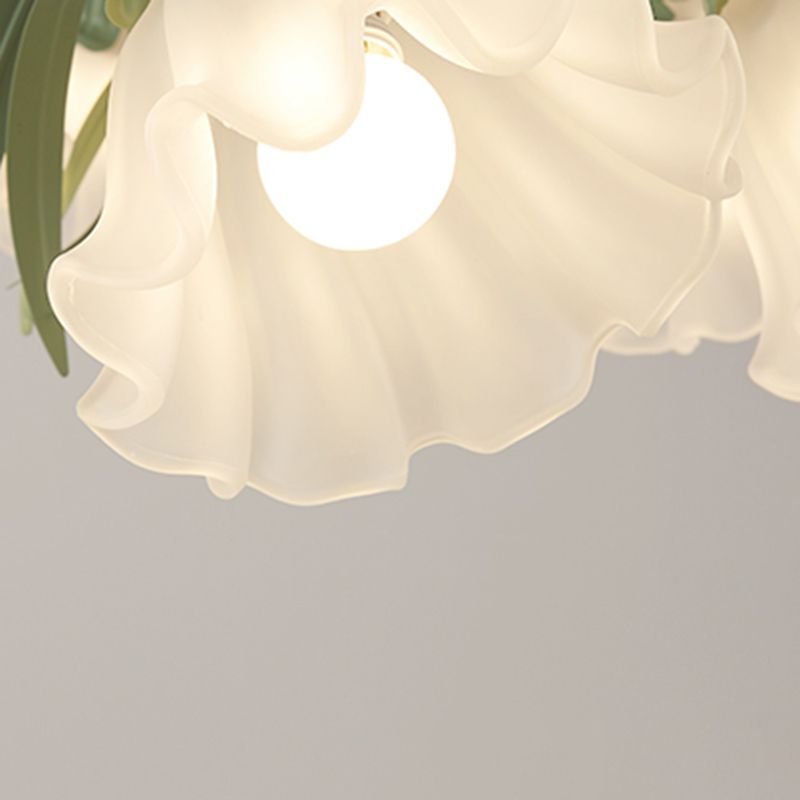 Iron and Glass Wall Light Fixture in Green & White 1 / 2 - Light Wall Sconce