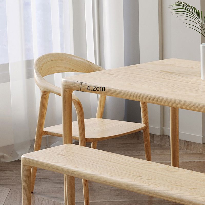 1/2/5 Pcs Rectangle Solid Wood Standard Height Dining Furniture Set in Light
