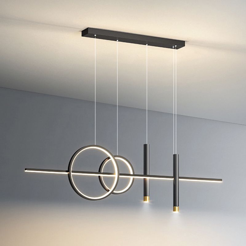 5-Light Modernism Golden/Black Island Lighting LED Ceiling Light for Kitchen