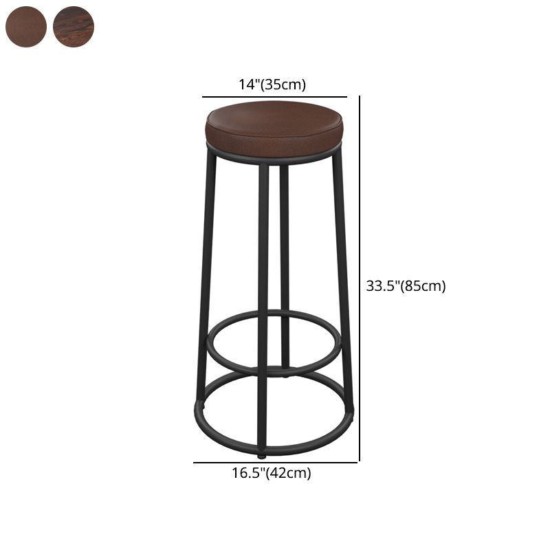 Industrial Armless Backless Counter Stool Iron Cashier Bar Stool with Seat and Pedal