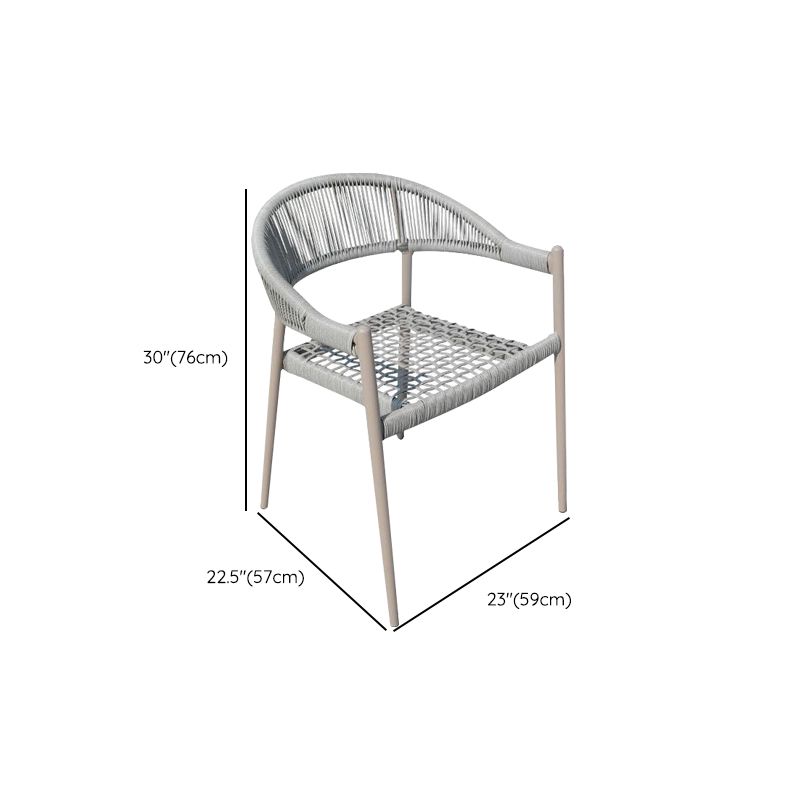 Tropical Outdoor Bistro Chairs with Metal Base and Arms in Faux Rattan