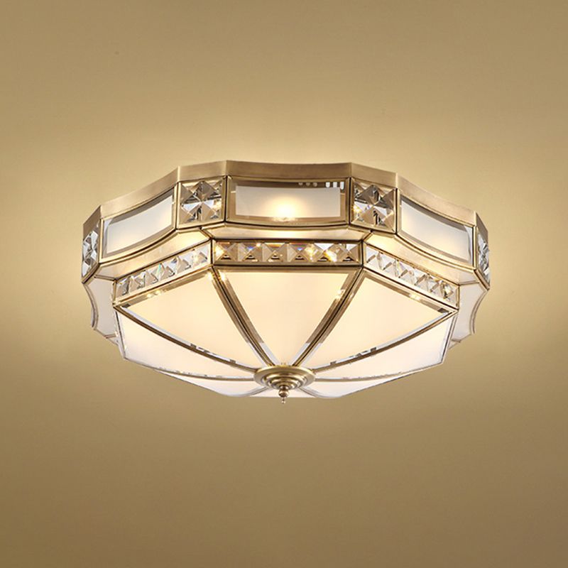 Lampadario da incasso in vetro ombreggiato Illuminazione tradizionale da incasso per soggiorno in ottone