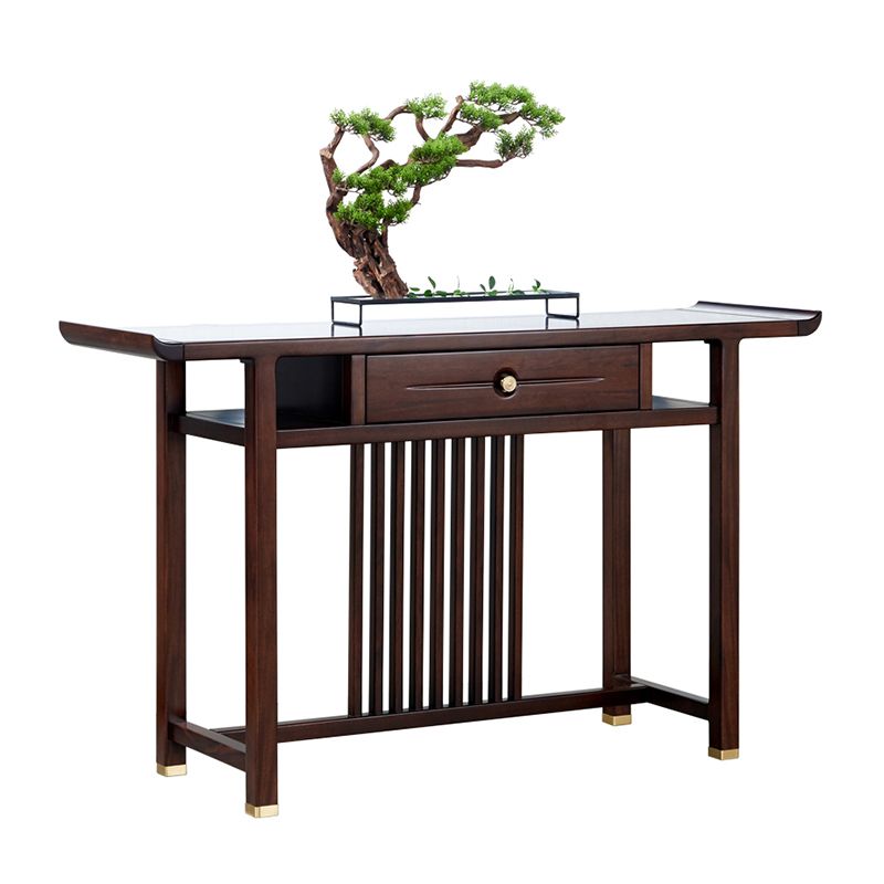 Rectangle Shape Contemporary Console Table Dark Brown Wood Console Sofa Table