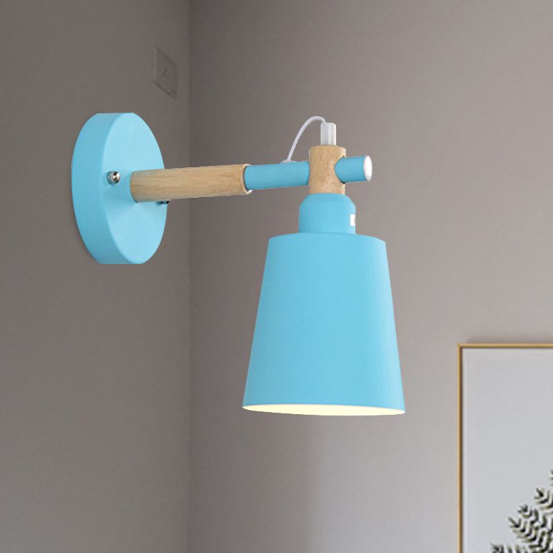 Candy Colored Bucket Sconce Light Angle Adjustable 1 Light Macaron Metal Sconce Lamp for Shop