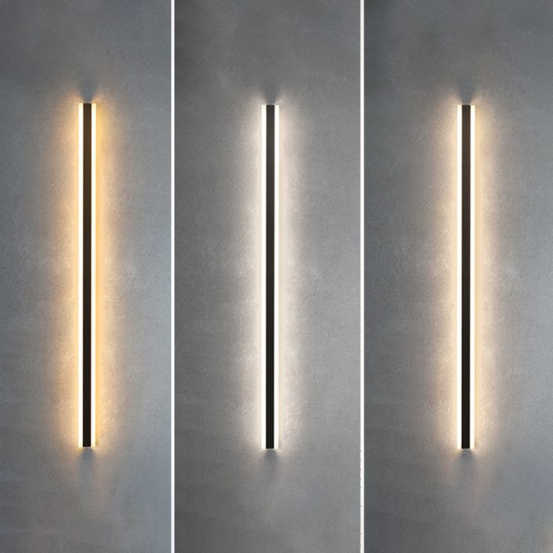 Linear Shape Metal Wall Mount Lighting Modern 1-Light Wall Mounted Light Fixture in Black