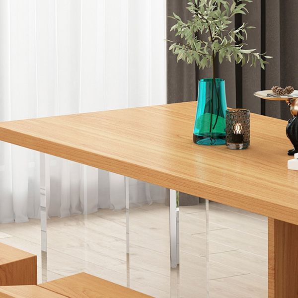 Modern Wood Table in Brown for Restaurant Rectangle Table with Acrylic Base