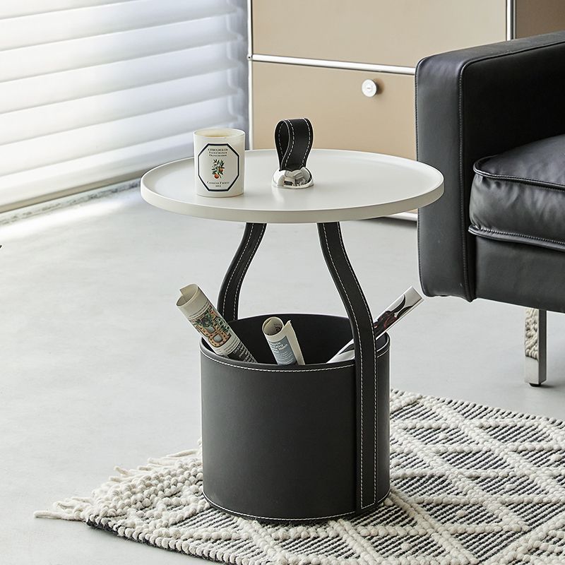 19.68" Wide Metal Side Table Round Tray Top Sofa Side Accent Table