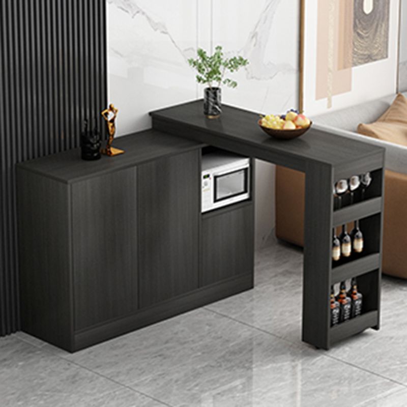 Modern Style Rectangle Bar Table Living Room Bistro Bar Desk with Storage