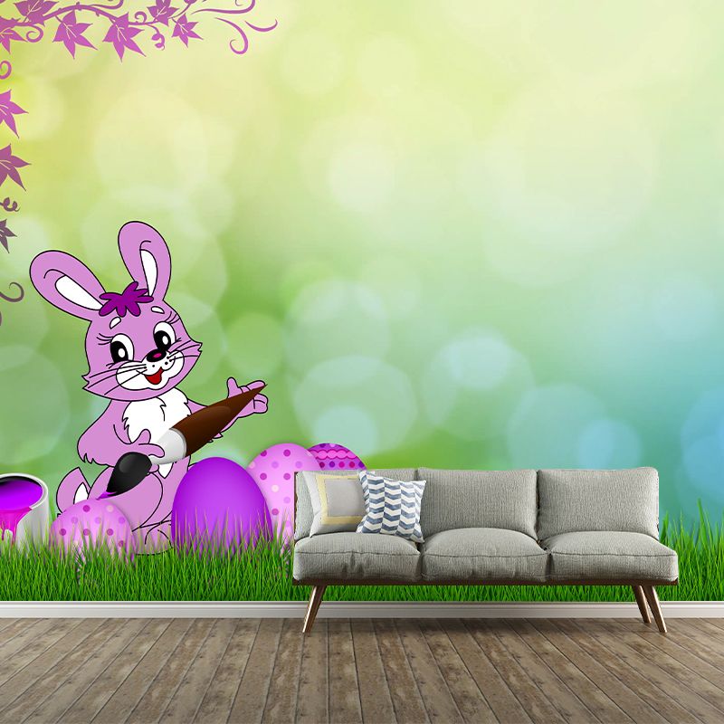 Modern Illustration Mural Wallpaper Cartoon Animals Sitting Room Wall Mural