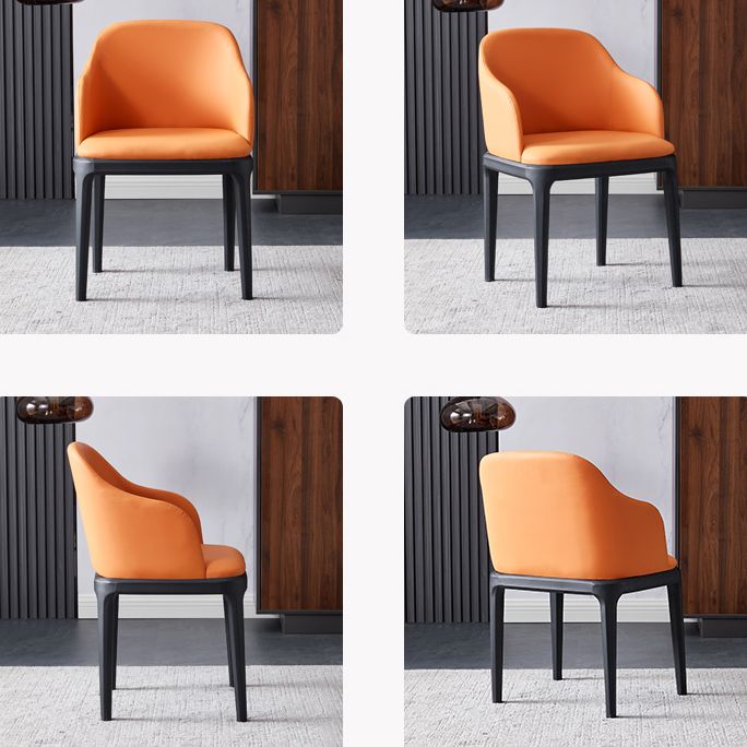 Kunstleder zeitgenössischer Esszimmerstuhl Metallic Finish Solid Back Speisestuhl