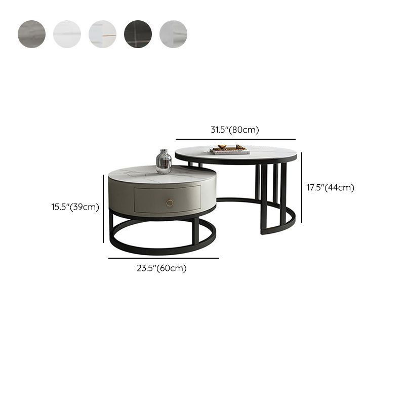 Rectangle Coffee Table Slate 2 Nesting Coffee Table Set for Living Room