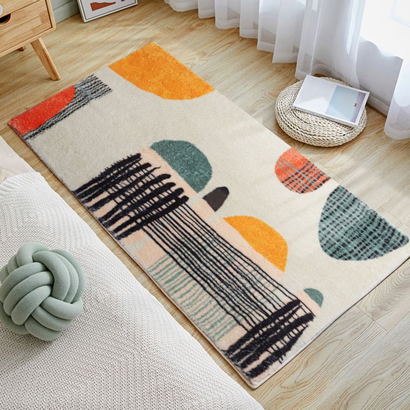 Light Orange Carpet Polyester Striped Carpet Non-Slip Backing Carpet for Living Room