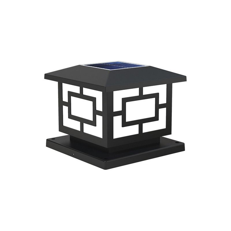 LED Contemporary Metal Pillar Lamp Square Shape Outdoor Waterproof Light