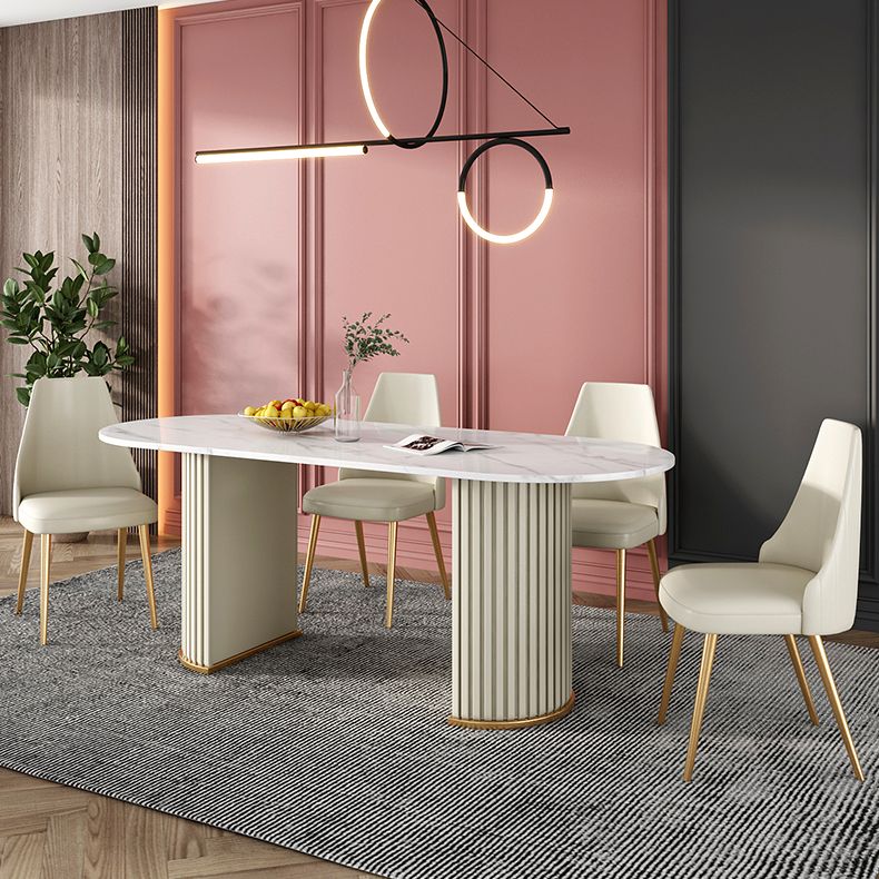 Metal Contemporary Free Form Indoor Table Sintered Stone Table for Dining Room and Kitchen