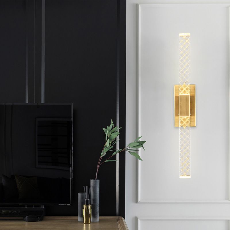 Linearer Schatten mehrlächer Wandleuchten Moderner Kristallwandmontageleuchte in Gold