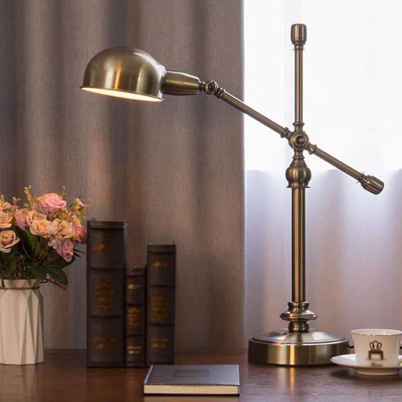 Metallic Dome Shade Desk Light Vintage Stijlvol 1 kop woonkamer verstelbaar tafellicht in messing