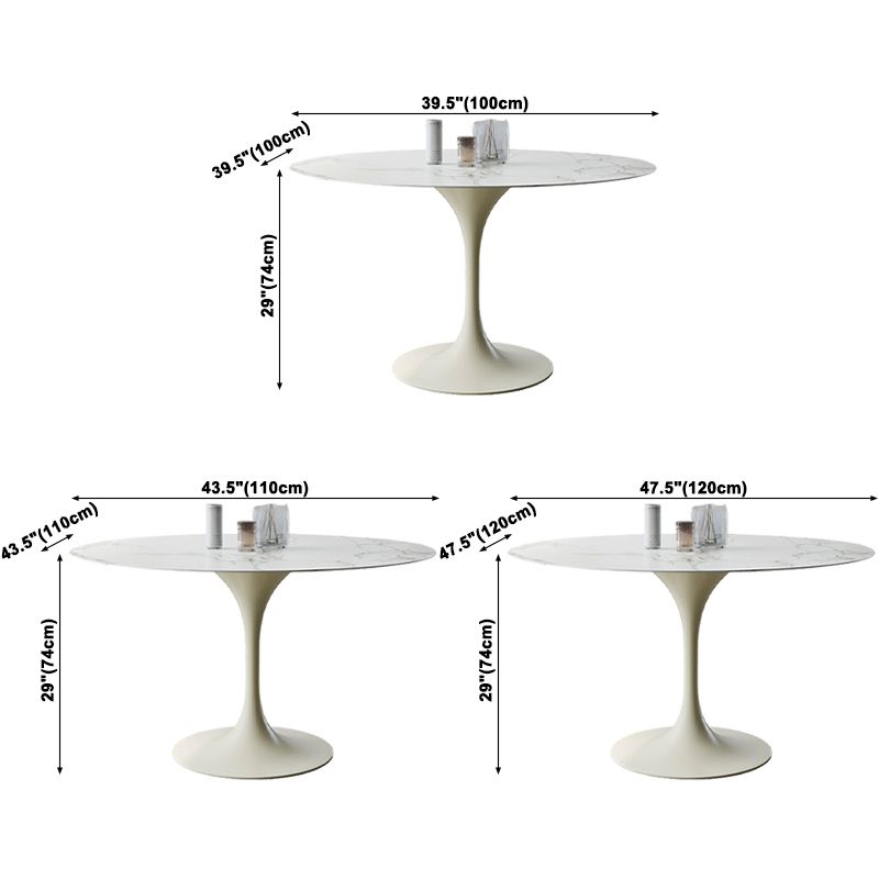 Ronde tulpen moderne eettafel witte toon vaste tafel met sinteren steen