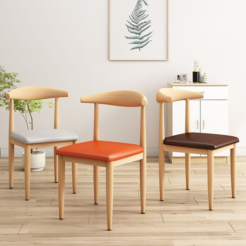 Modern Kitchen Dining Chairs Open Back Dining Chair with Metal Base
