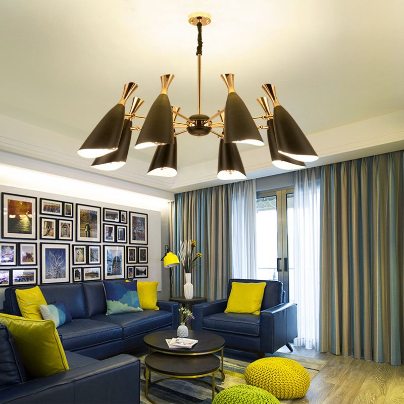 Eigentijdse stijl kroonluchter licht metalen trechter schaduw woonkamer hanglamp