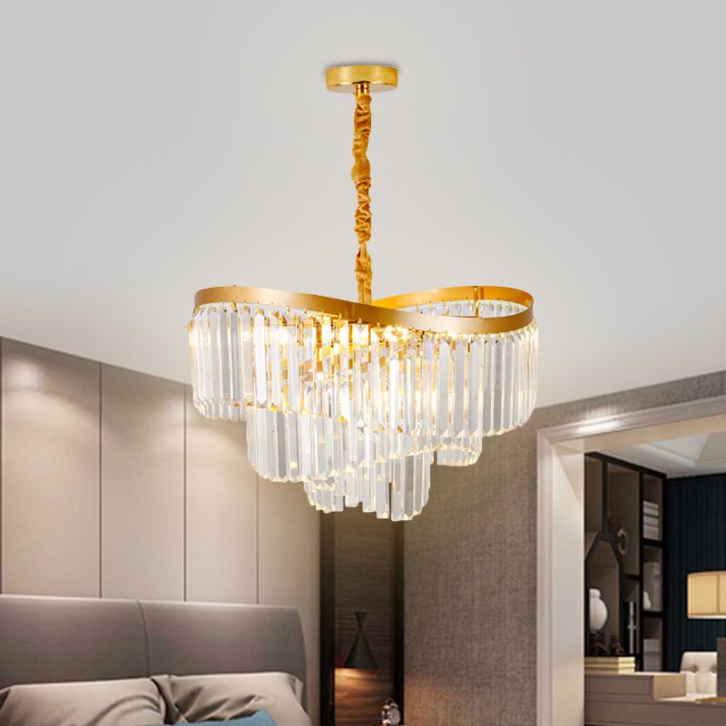 Spiral Clear Crystal Prisms Kroonluchter licht eigentijds 10/11 lampen woonkamer ophanging hanger, 21,5 "/30" breed