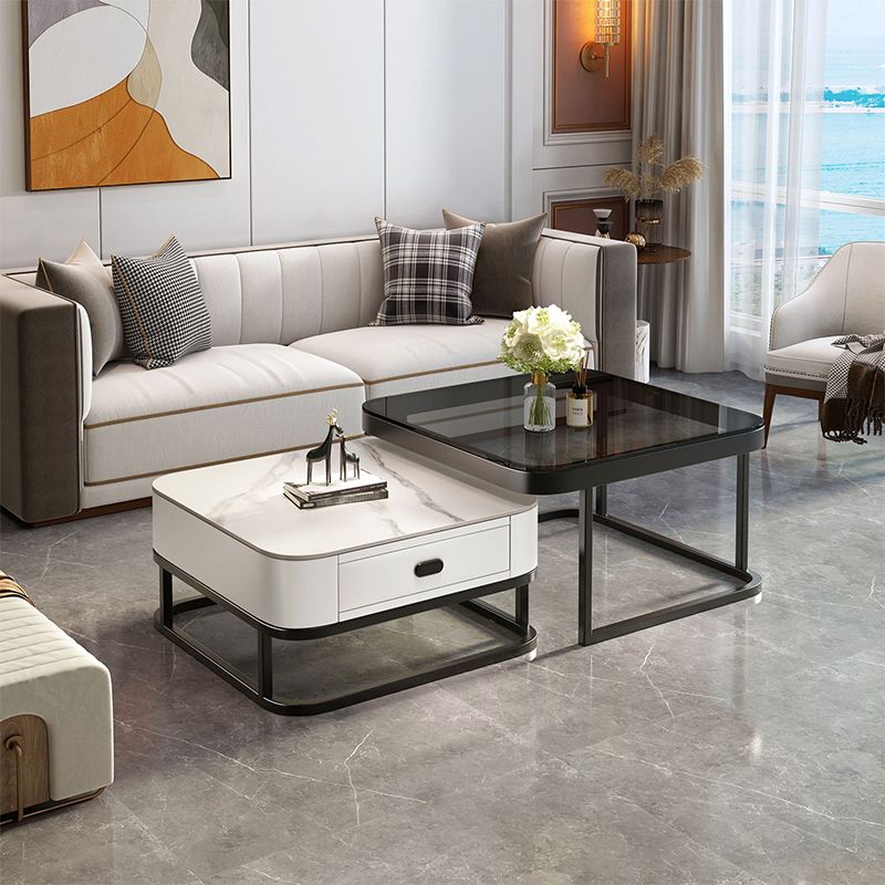 Slate Coffee Table Square 2 Nesting Coffee Table Set for Living Room