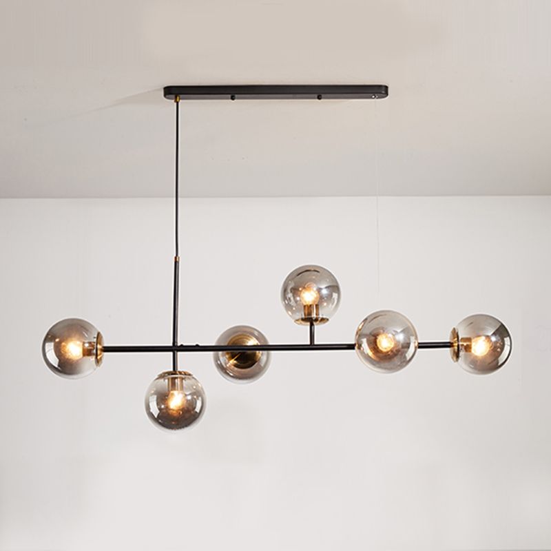 Estilo moderno de forma esférica luces de isla vidrio 6 iluminación de la isla ligera