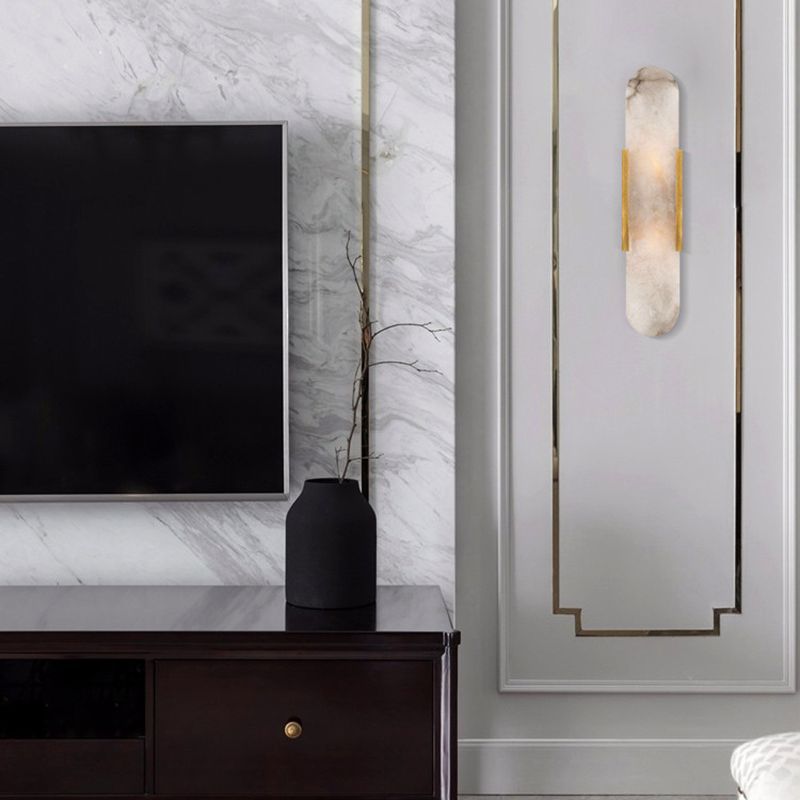 Stone Oval Wall Sconce Lighting Modern Style 2 Lights Wall Lamps