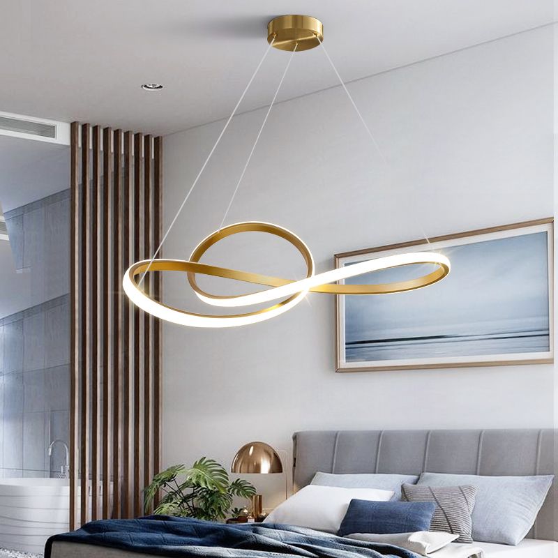 Gold Unique Shape Chandelier Modern 1 Light LED Hanging Light for Bedroom