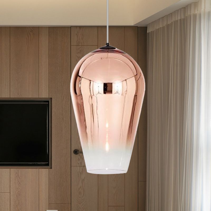 7"/8" Wide Cannon Pendant Lighting Modern Glass 1 Light Chrome/Gold/Rose Gold Hanging Light
