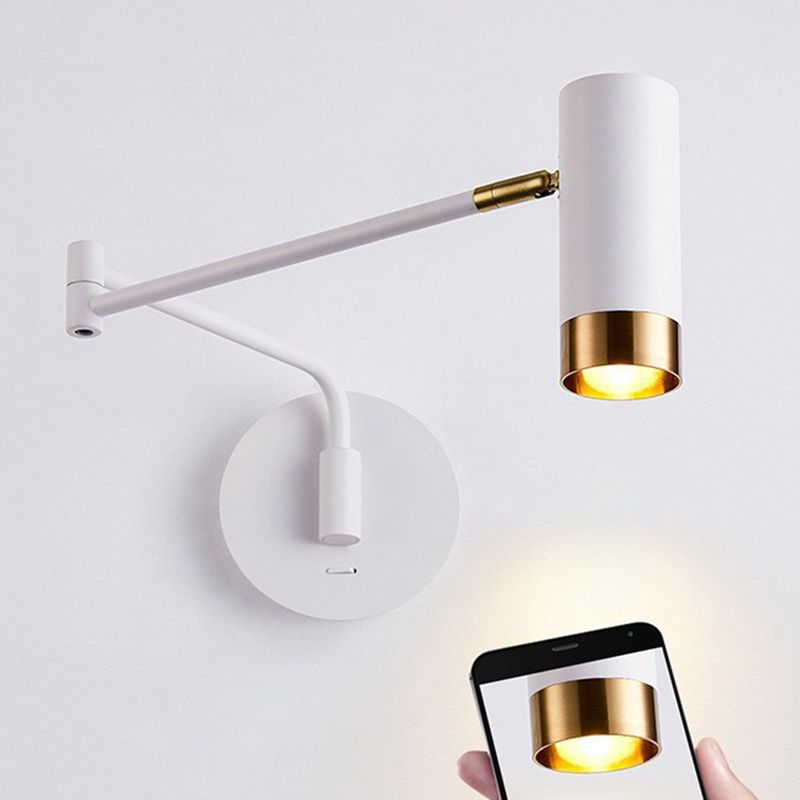 Black/White Single Contemporary Wall Mounted Sconce Metal Wall Light