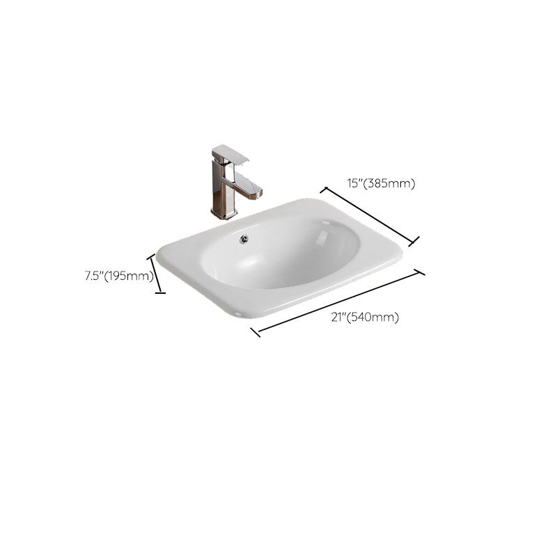 Contemporary Bathroom Sink with Pop-Up Drain Porcelain Oval-Shape Undermount Bathroom Sink