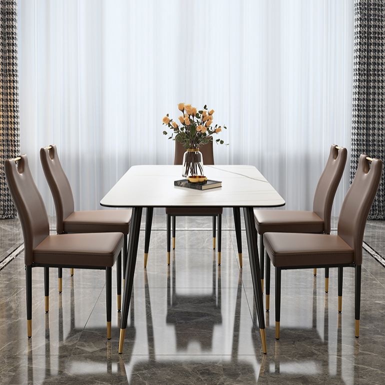 Scandinavian Style Upholstered Armless Dining Chairs Solid Back Side Chair for Home